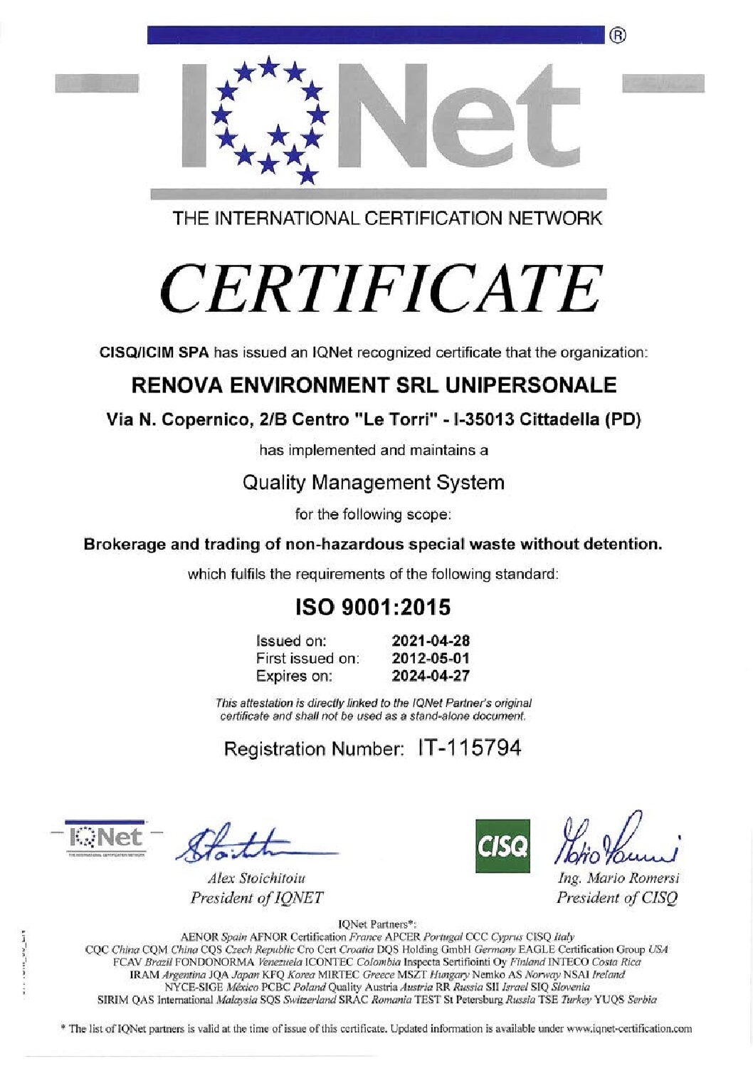 Certif ISO9001 Renova sc 27.04.24